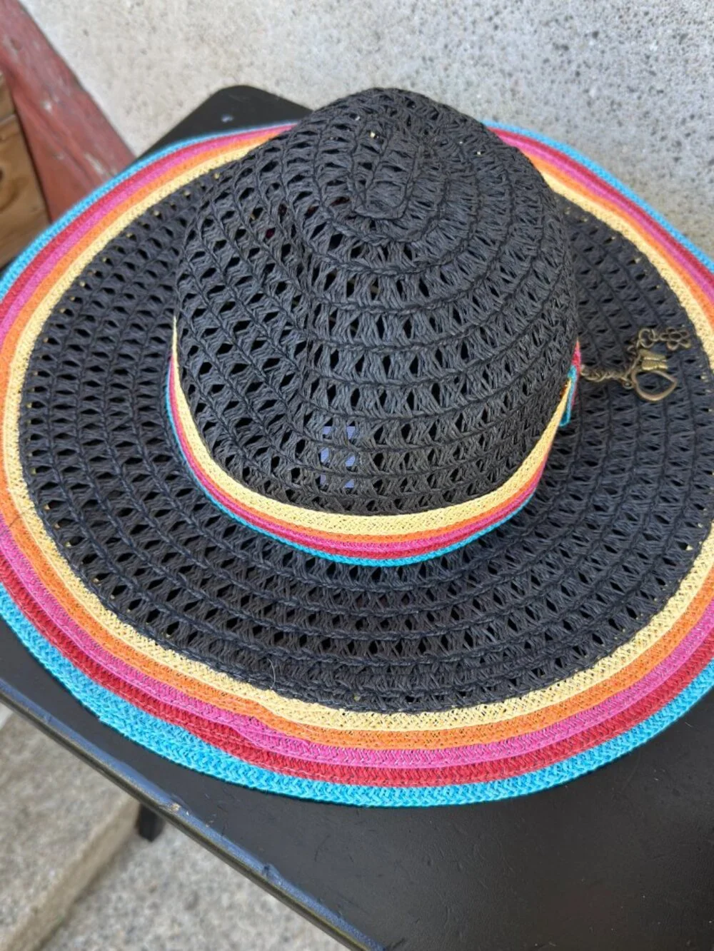 Piper & Blue - Black Sun Hat with Colorful Trim
